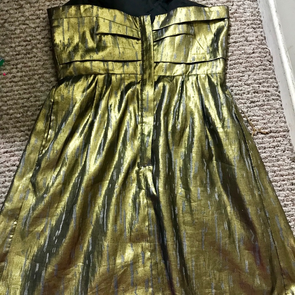 BCBGeneration Strapless Metallic Gold Dress